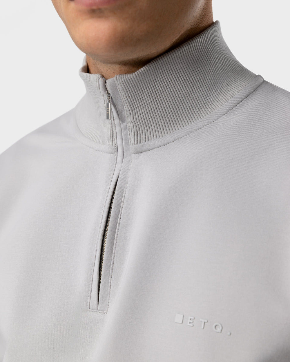 SW 03 Marked Half Zip Cement Grey – half zip sweatshirt in grey stretch cotton