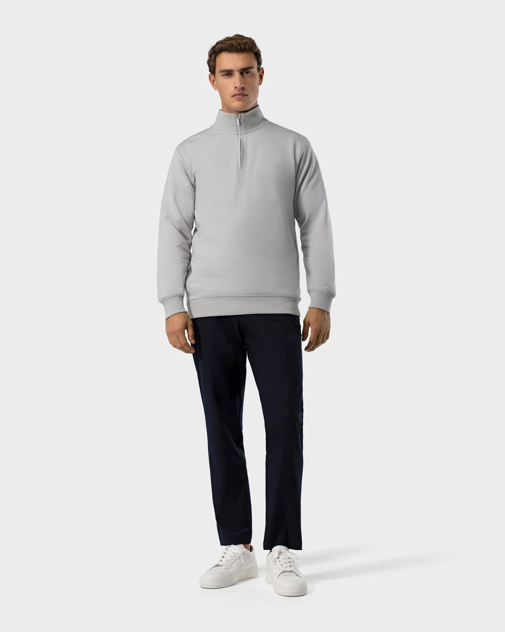 SW 03 Marked Half Zip Cement Grey – half zip sweatshirt in grey stretch cotton, photo 9