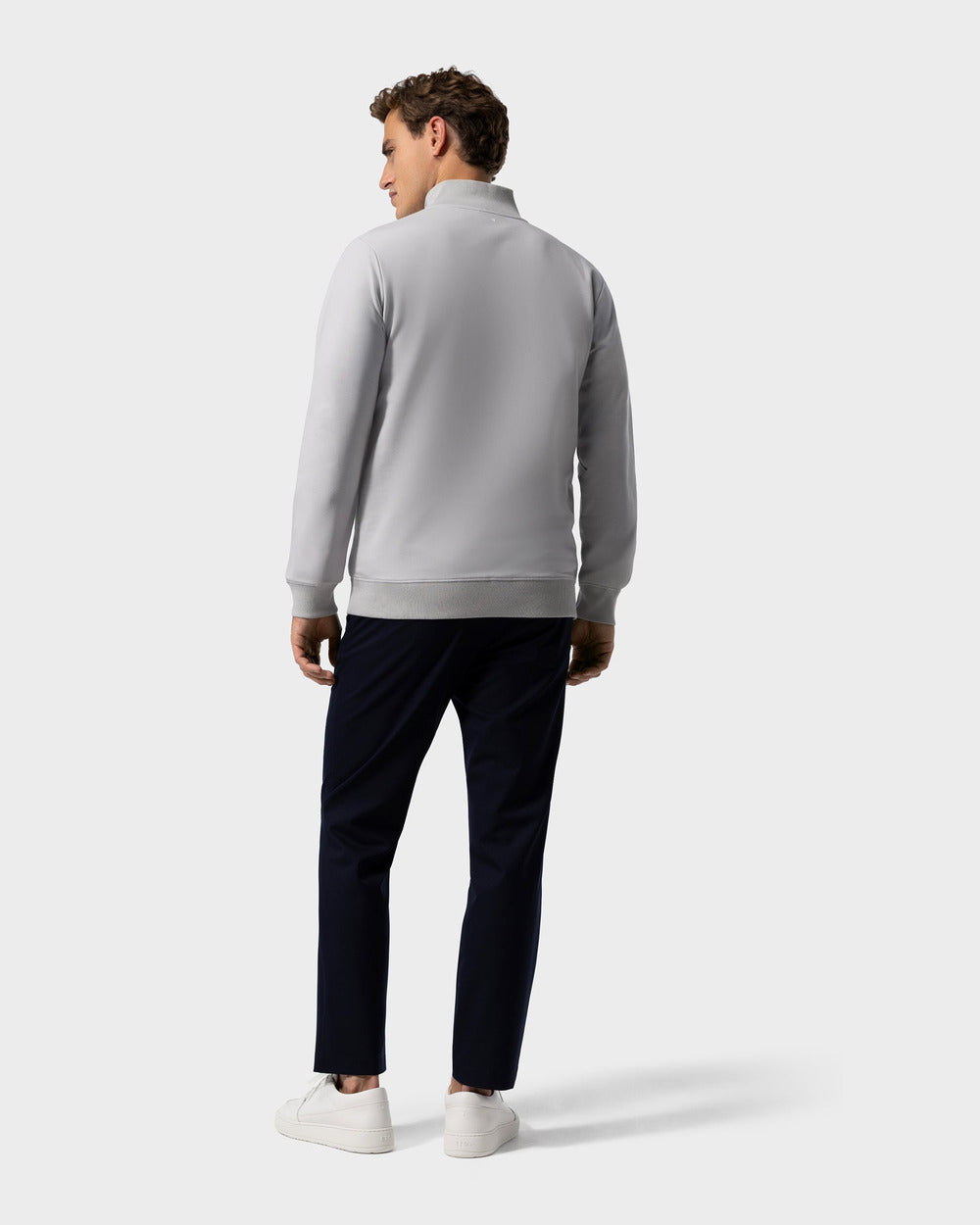 SW 03 Marked Half Zip Cement Grey – half zip sweatshirt in grey stretch cotton, photo 10