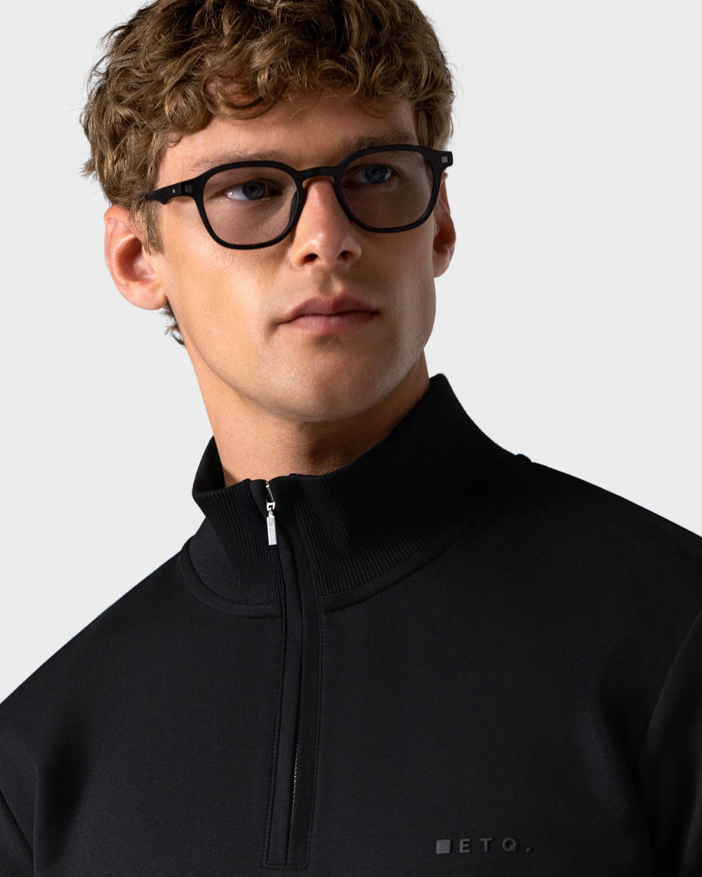 SW 03 Marked Half Zip Black – half zip sweatshirt in black stretch cotton