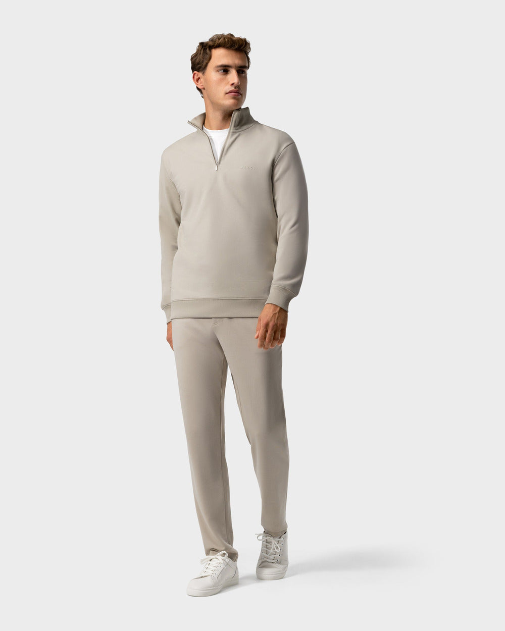 SW 03 Marked Half Zip Sand – half zip sweatshirt in beige stretch cotton, photo 5