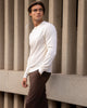 SW 04 Tailored Crewneck Off White – crewneck sweater in white merino wool, photo 2
