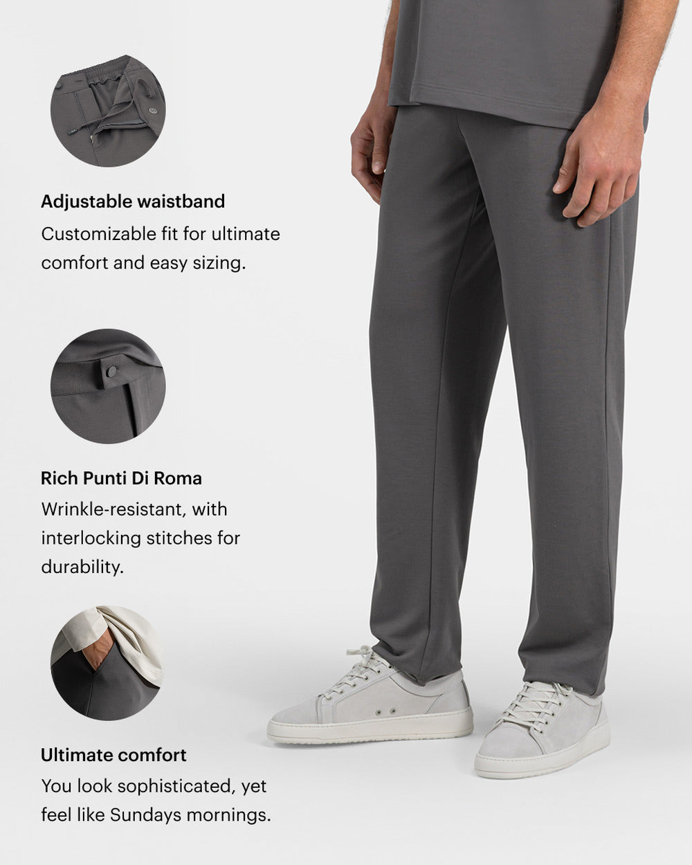 TP 01 Essence – trousers in grey Punto di Roma stretch