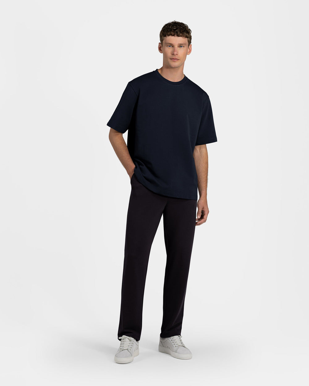 TS 01 Essence Oversized Heavyweight Blueberry 2.0 – t-shirt in blue stretch cotton, photo 8