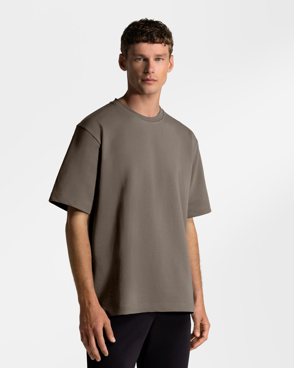 TS 01 Essence Oversized Heavyweight Desert Taupe 2.0 – t-shirt in taupe stretch cotton, photo 2