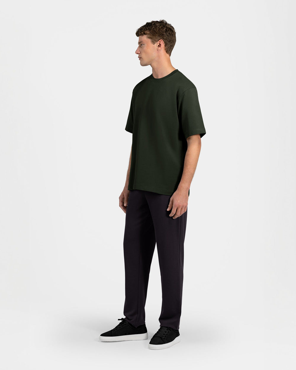 TS 01 Essence Oversized Heavyweight Forest Green 2.0 – t-shirt in green stretch cotton, photo 9