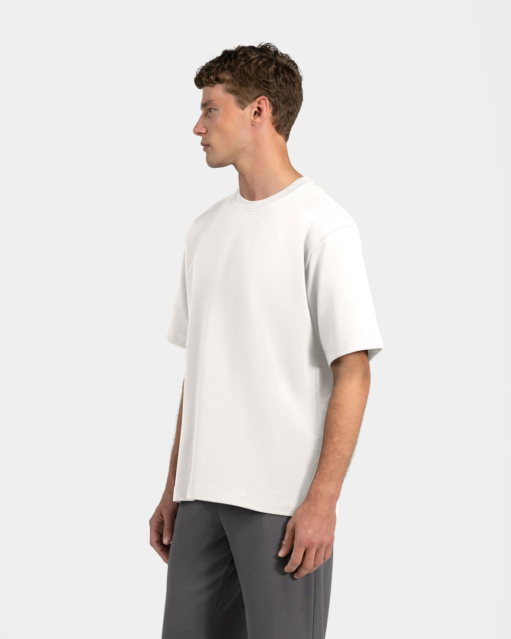 TS 01 Essence Oversized Heavyweight Off White 2.0 – t-shirt in white stretch cotton, photo 10