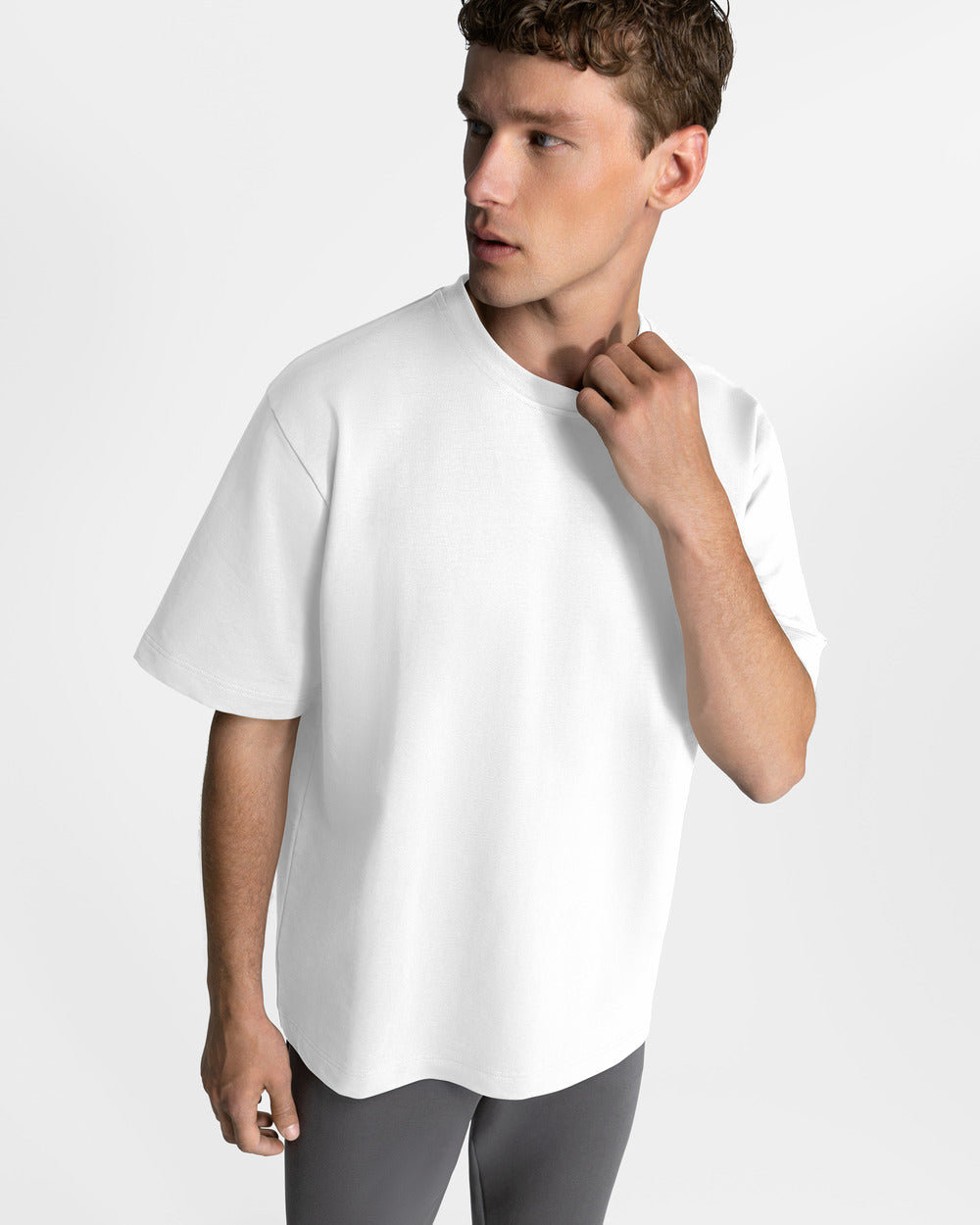 TS 01 Essence Oversized Heavyweight White 2.0 – t-shirt in white stretch cotton, photo 7