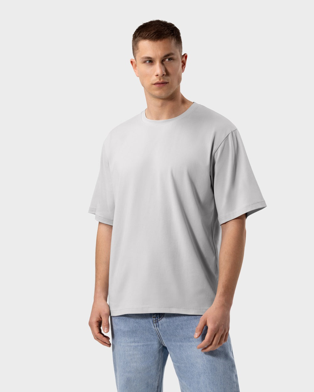 TS 01 Essence Oversized Lightweight Cement Grey 2.0 – t-shirt in grey cotton jersey
