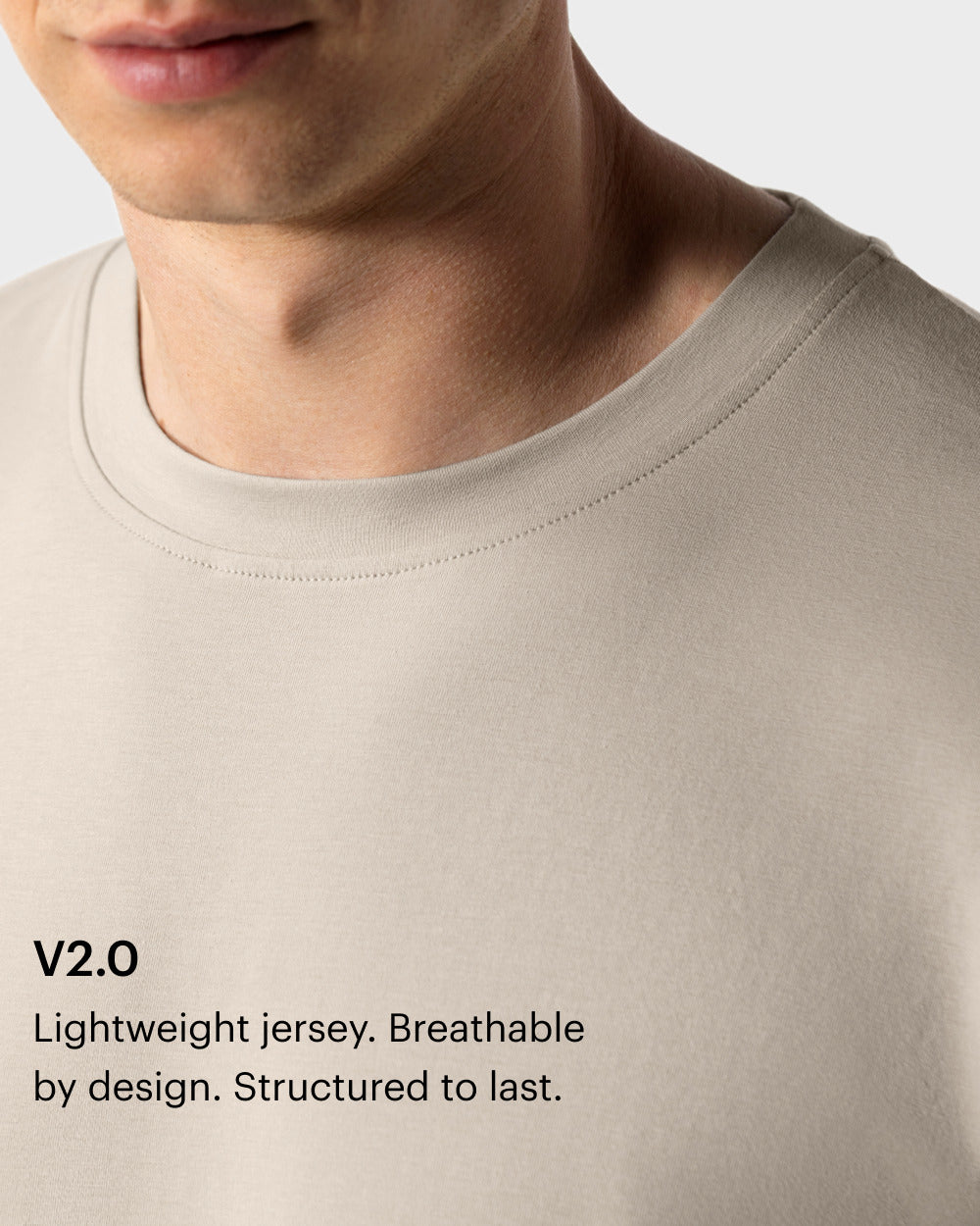 TS 01 Essence Oversized Lightweight Sand 2.0 – t-shirt in beige cotton jersey, photo 4