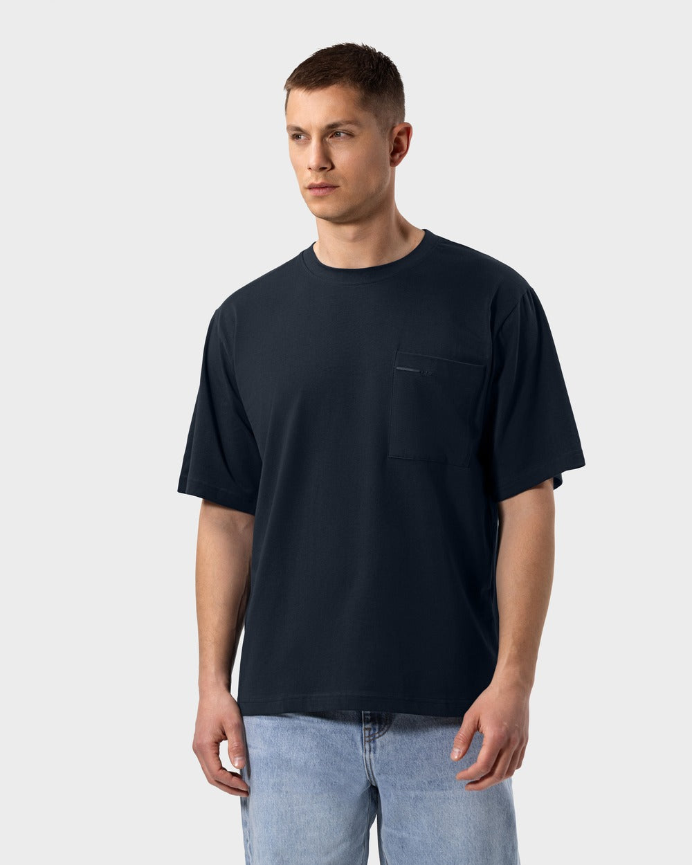 TS 01 Pocket Oversized Lightweight Blueberry – t-shirt in blue cotton jersey