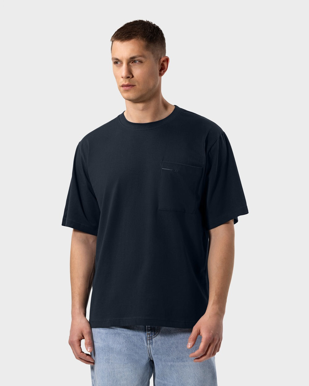 TS 01 Pocket Oversized Lightweight Blueberry – t-shirt in blue cotton jersey