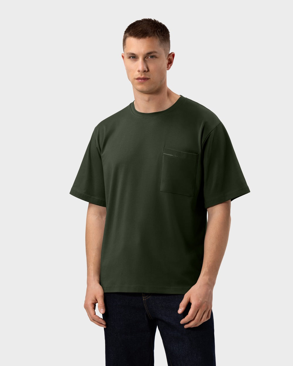 TS 01 Pocket Oversized Lightweight Forest Green – t-shirt in green cotton jersey
