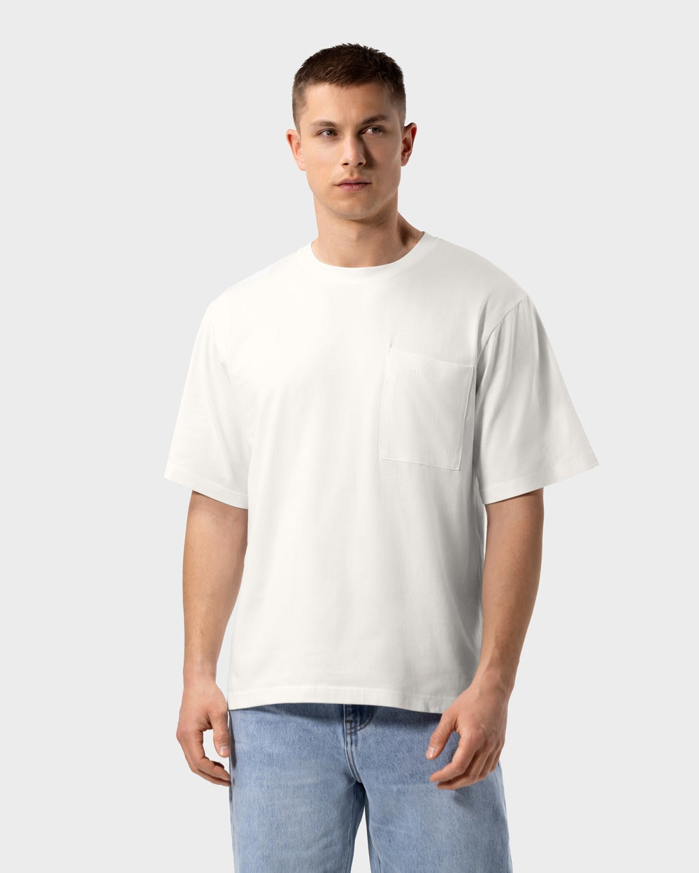 TS 01 Pocket Oversized Lightweight Off White – t-shirt in white cotton jersey