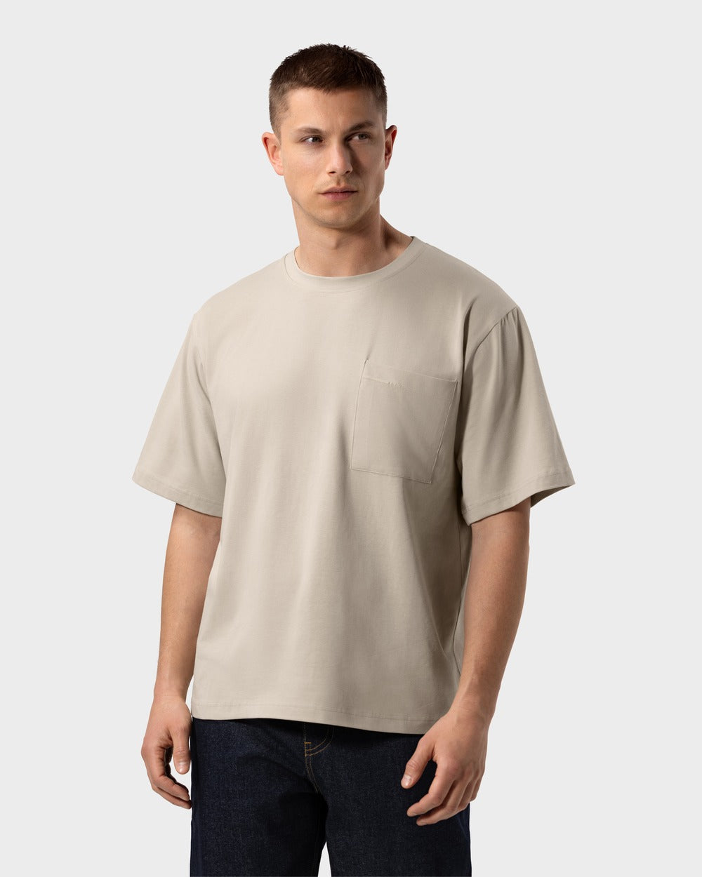 TS 01 Pocket Oversized Lightweight Sand – t-shirt in beige cotton jersey