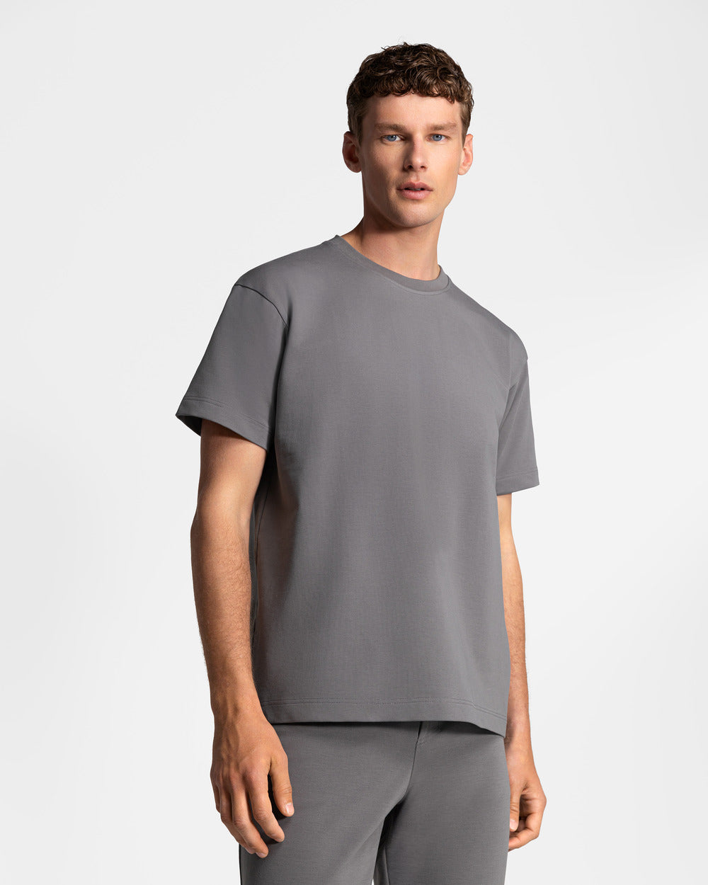 TS 01 Essence Regular Heavyweight Anthracite – t-shirt in grey stretch cotton