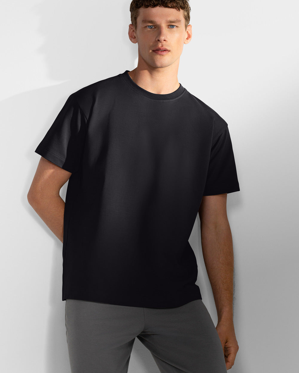 TS 01 Essence Regular Heavyweight Black 2.0 – t-shirt in black stretch cotton, photo 5