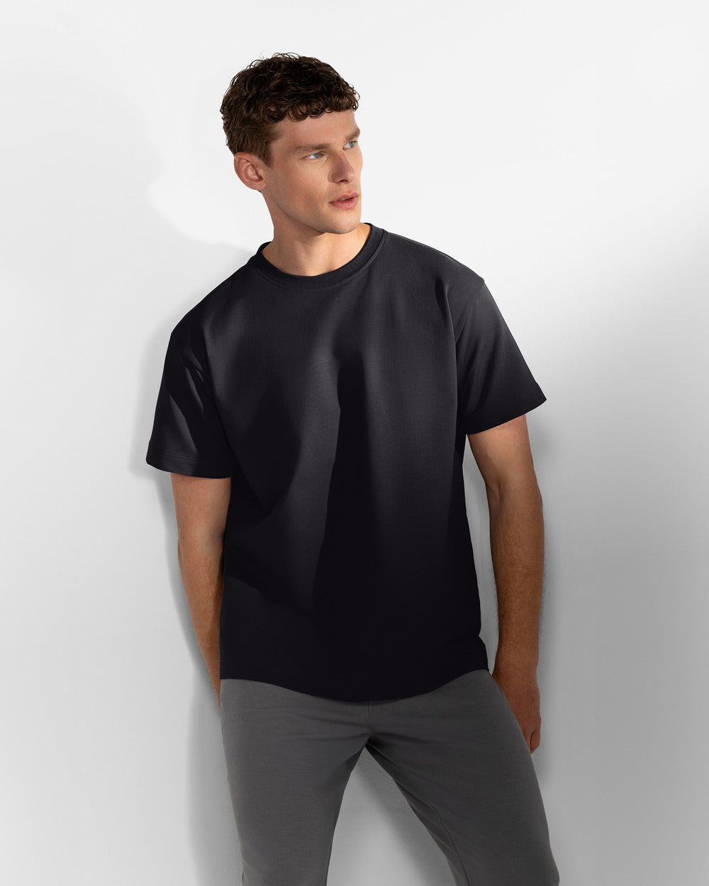 TS 01 Essence Regular Heavyweight Black 2.0 – t-shirt in black stretch cotton, photo 6