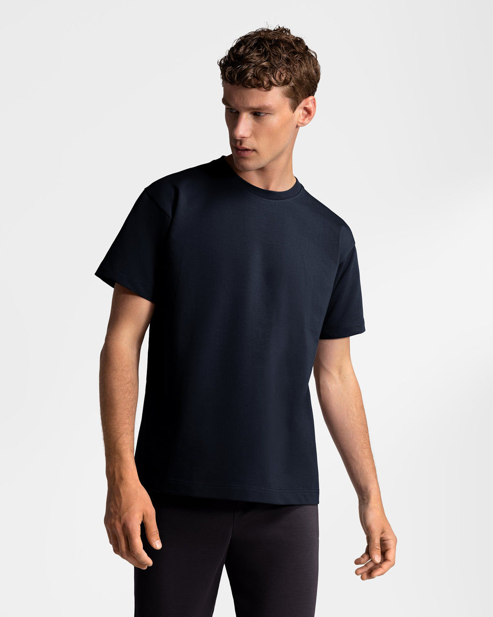 TS 01 Essence Regular Heavyweight Blueberry 2.0 – t-shirt in blue stretch cotton, photo 3