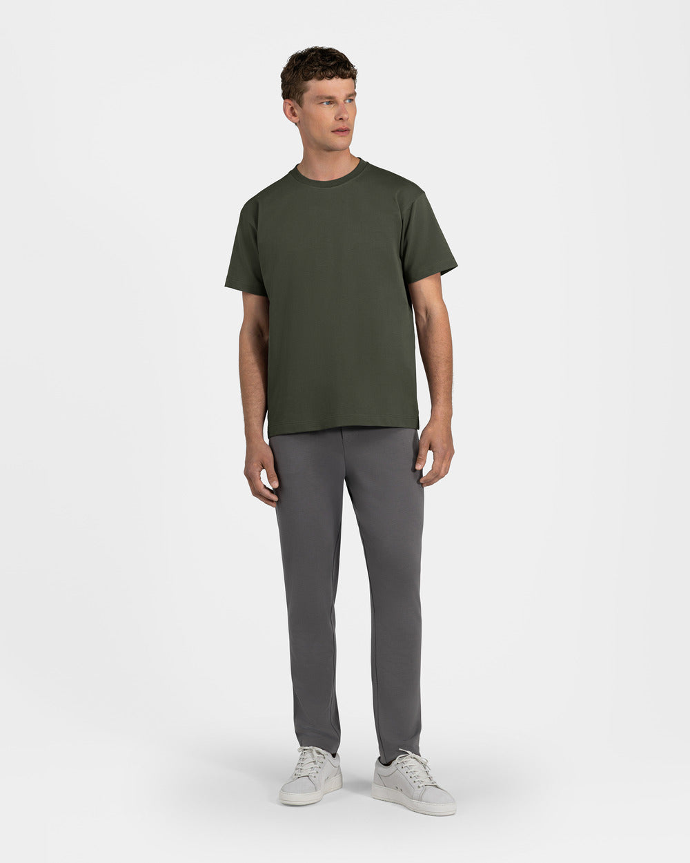 TS 01 Essence Regular Heavyweight Forest Green 2.0 – t-shirt in green stretch cotton, photo 5