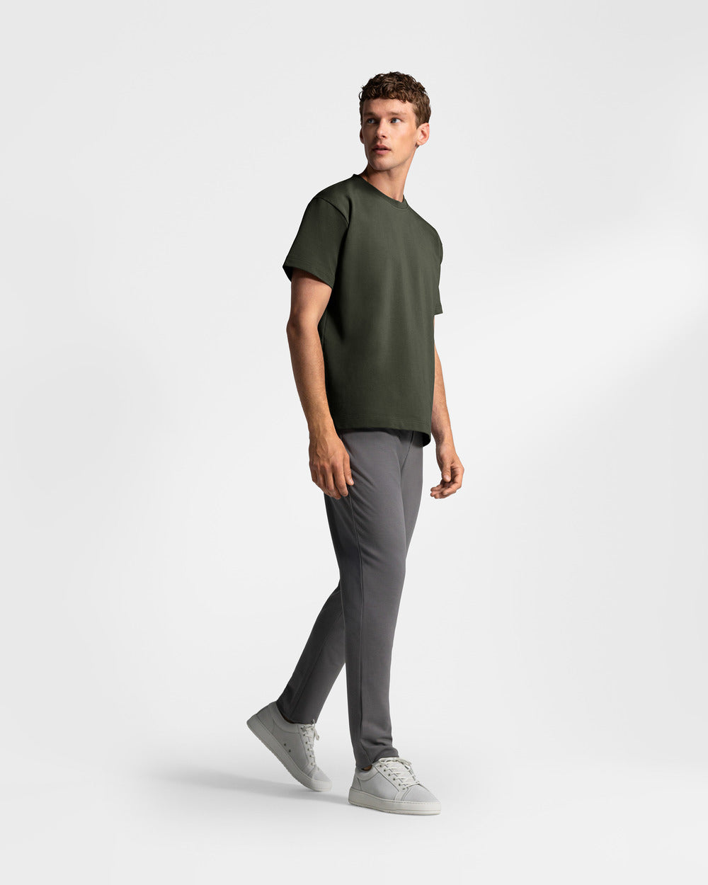 TS 01 Essence Regular Heavyweight Forest Green 2.0 – t-shirt in green stretch cotton, photo 6
