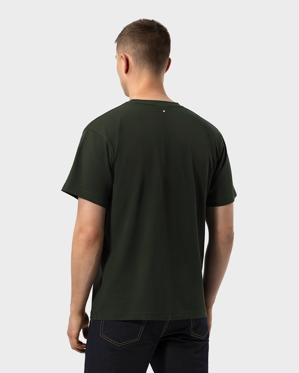 TS 01 Essence Regular Lightweight Forest Green 2.0 – t-shirt in green cotton jersey, photo 3