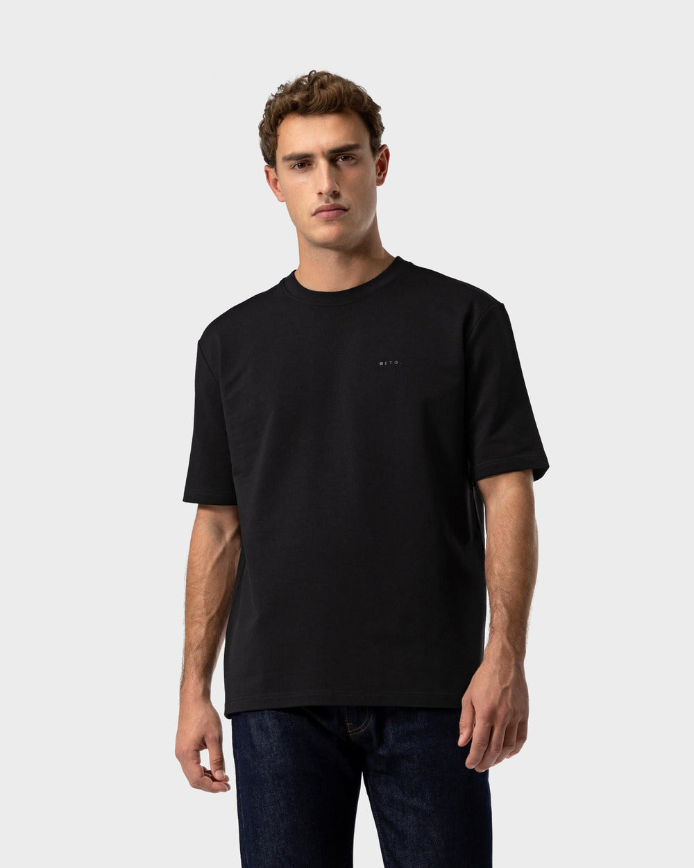 TS 02 Marked Oversized Heavyweight Black – logo t-shirt in black stretch cotton