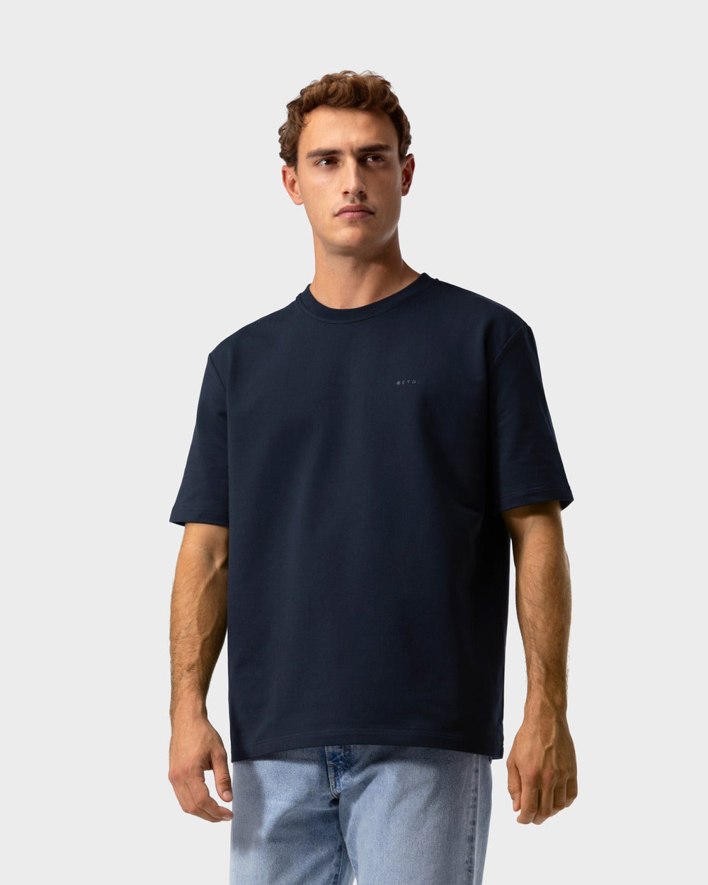 TS 02 Marked Oversized Heavyweight Blueberry – logo t-shirt in blue stretch cotton