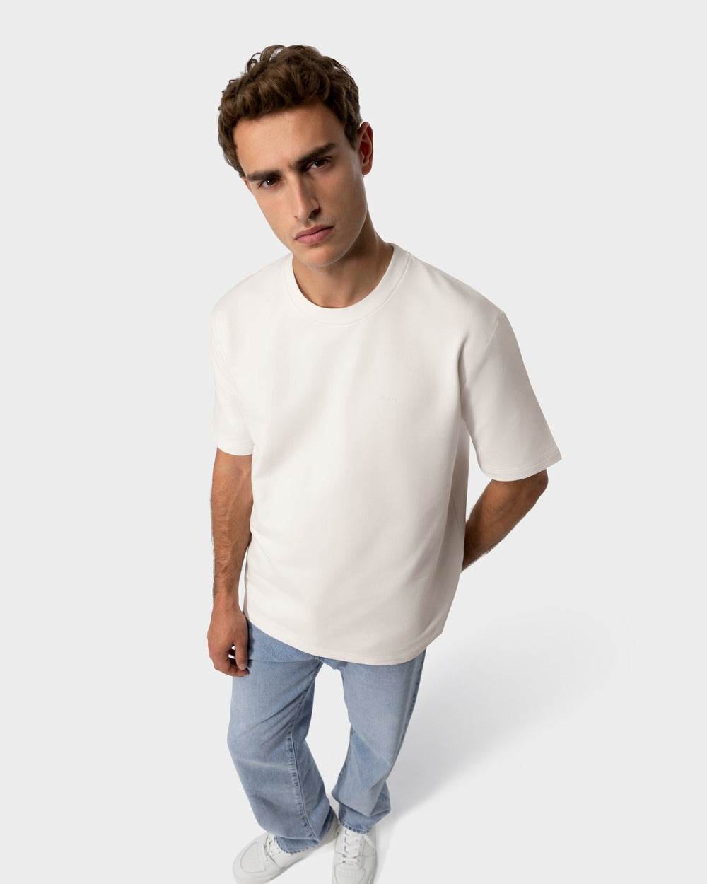 TS 02 Marked Oversized Heavyweight Off White – logo t-shirt in white stretch cotton