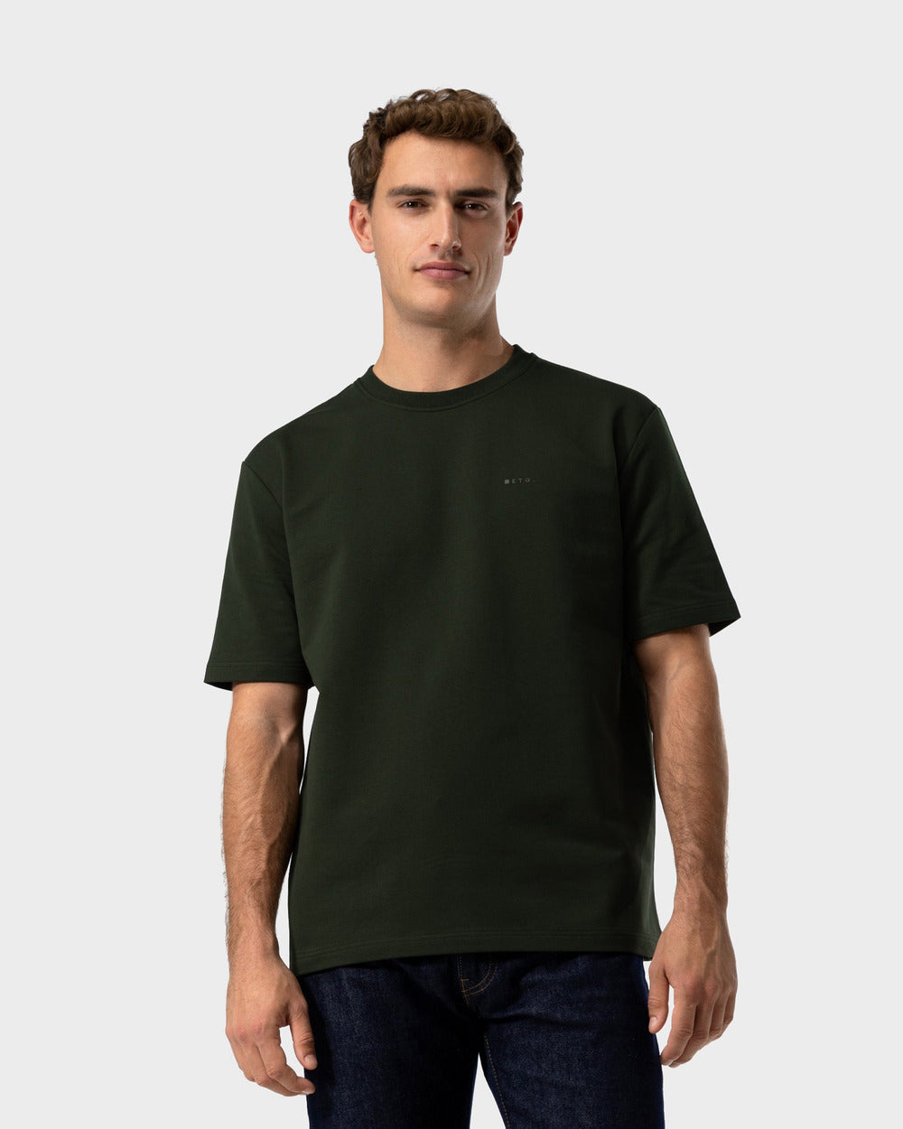 TS 02 Marked Oversized Heavyweight Forest Green – logo t-shirt in green stretch cotton