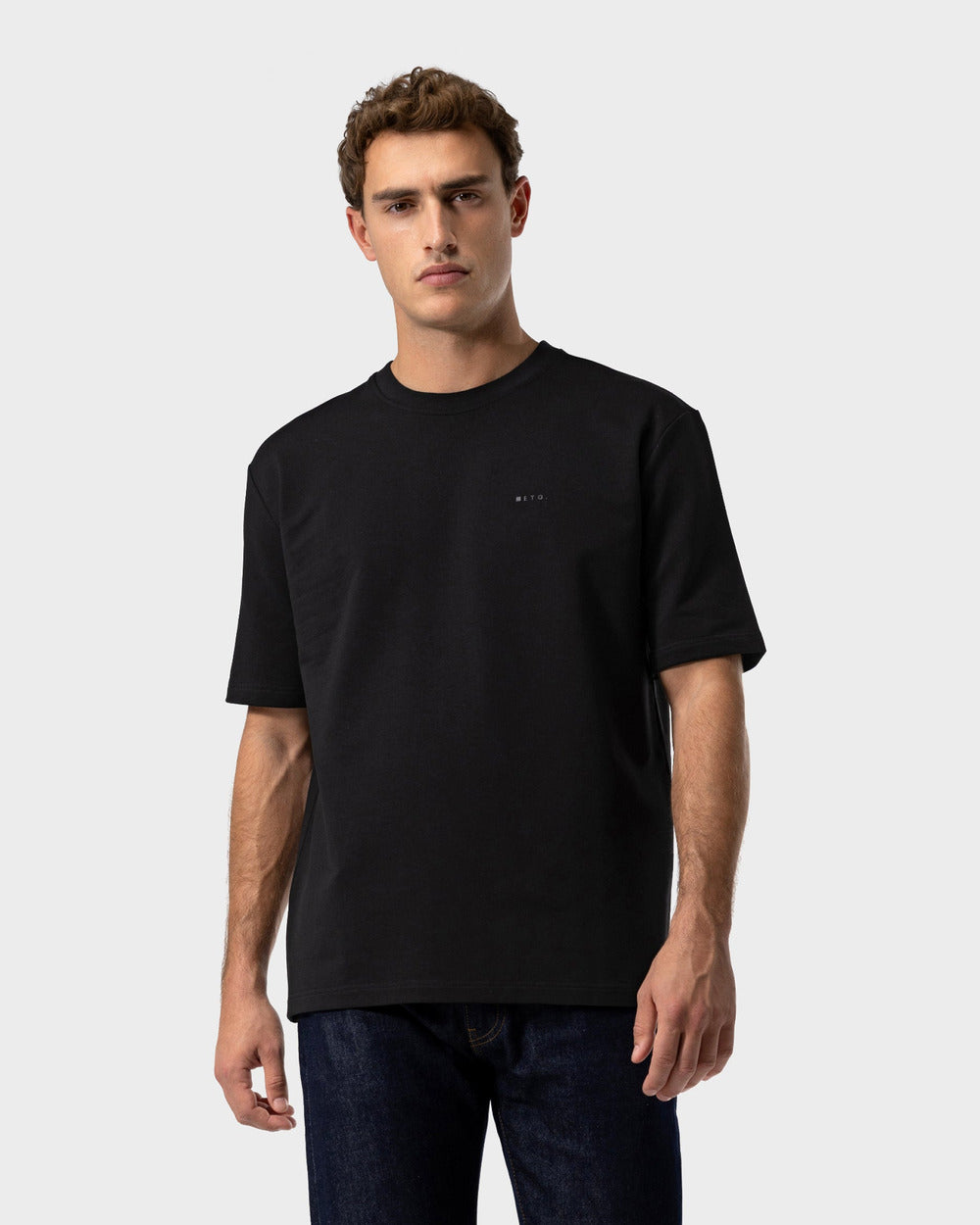 TS 02 Marked Oversized Heavyweight Black – logo t-shirt in black stretch cotton