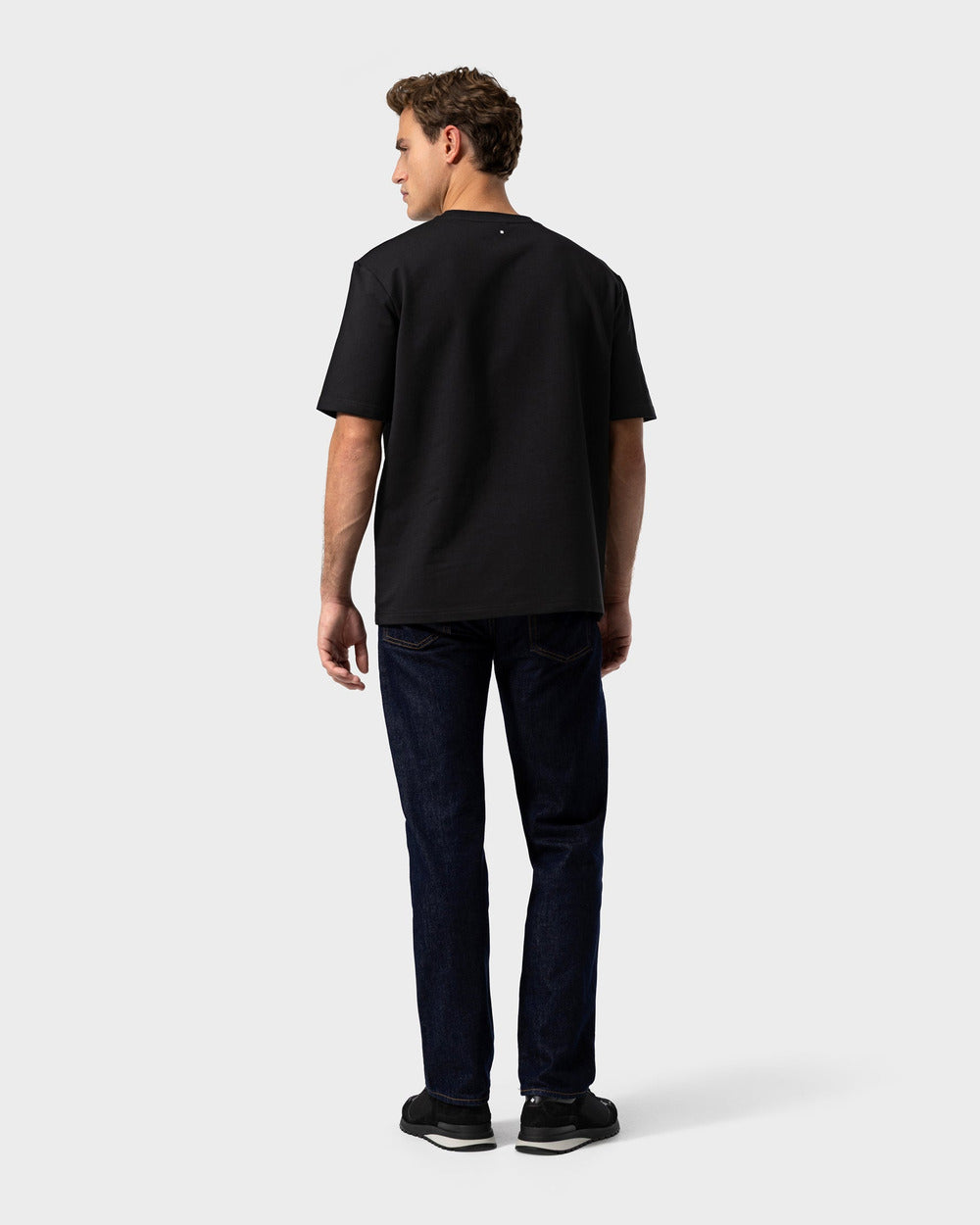 RS 03 Jet Black and TS 02 Marked Oversized Heavyweight Black – runner sneakers and logo t-shirt