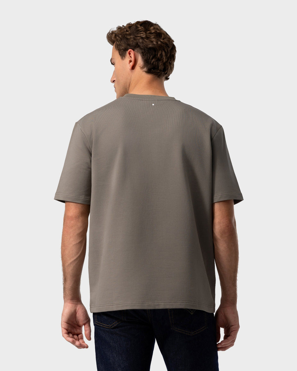 TS 02 Marked Oversized Heavyweight Desert Taupe – logo t-shirt in taupe stretch cotton, photo 9