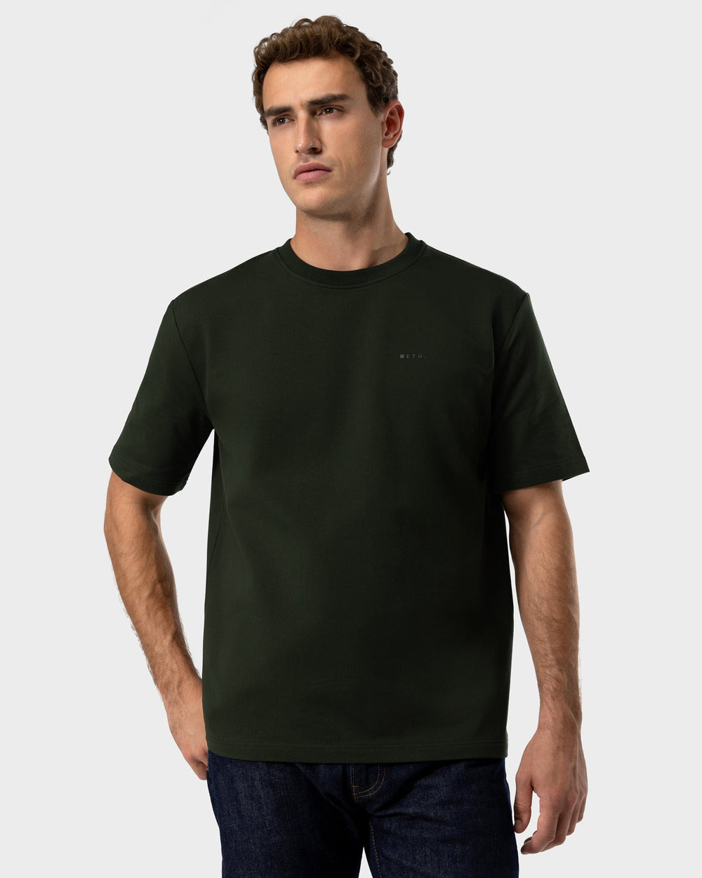 TS 02 Marked Oversized Heavyweight Forest Green – logo t-shirt in green stretch cotton, photo 8