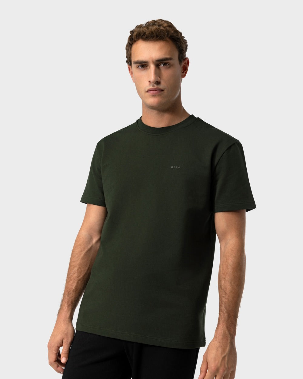TS 02 Marked Regular Heavyweight Forest Green – logo t-shirt in green stretch cotton