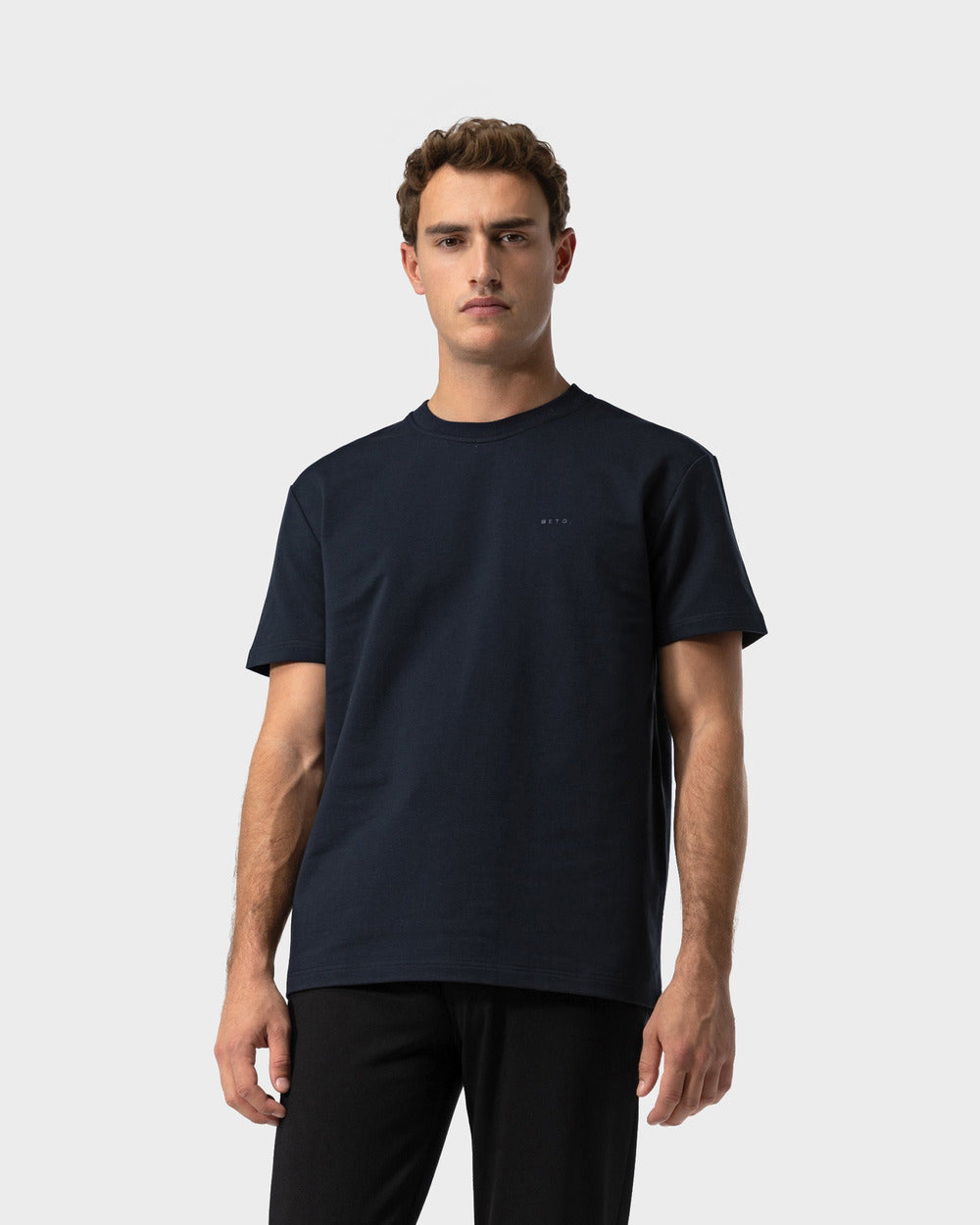 TS 02 Marked Regular Heavyweight Blueberry – logo t-shirt in blue stretch cotton