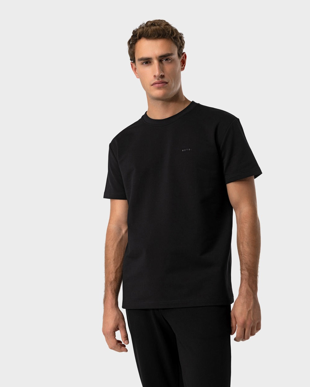 TS 02 Marked Regular Heavyweight Black – logo t-shirt in black stretch cotton, photo 2