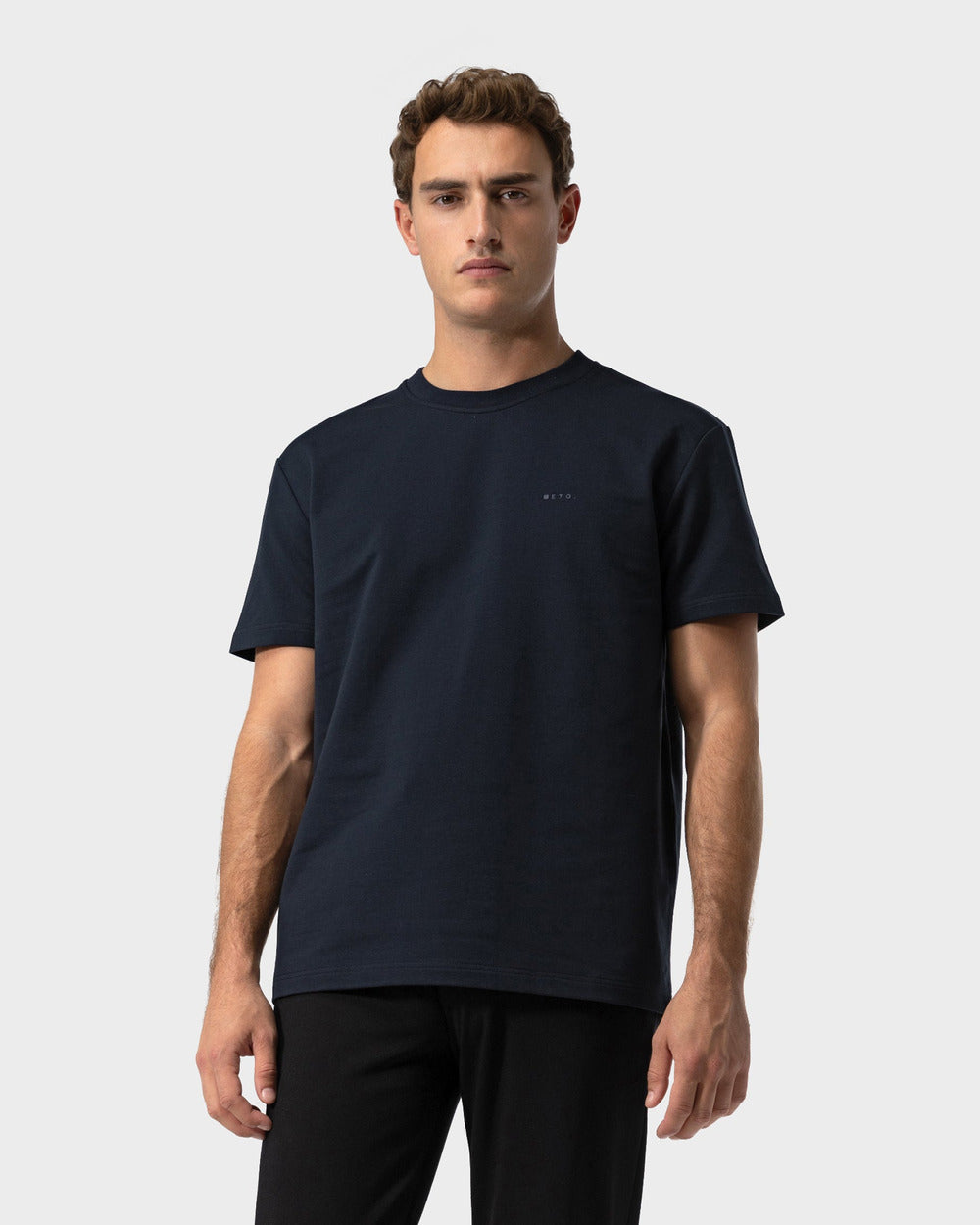 TS 02 Marked Regular Heavyweight Blueberry – logo t-shirt in blue stretch cotton