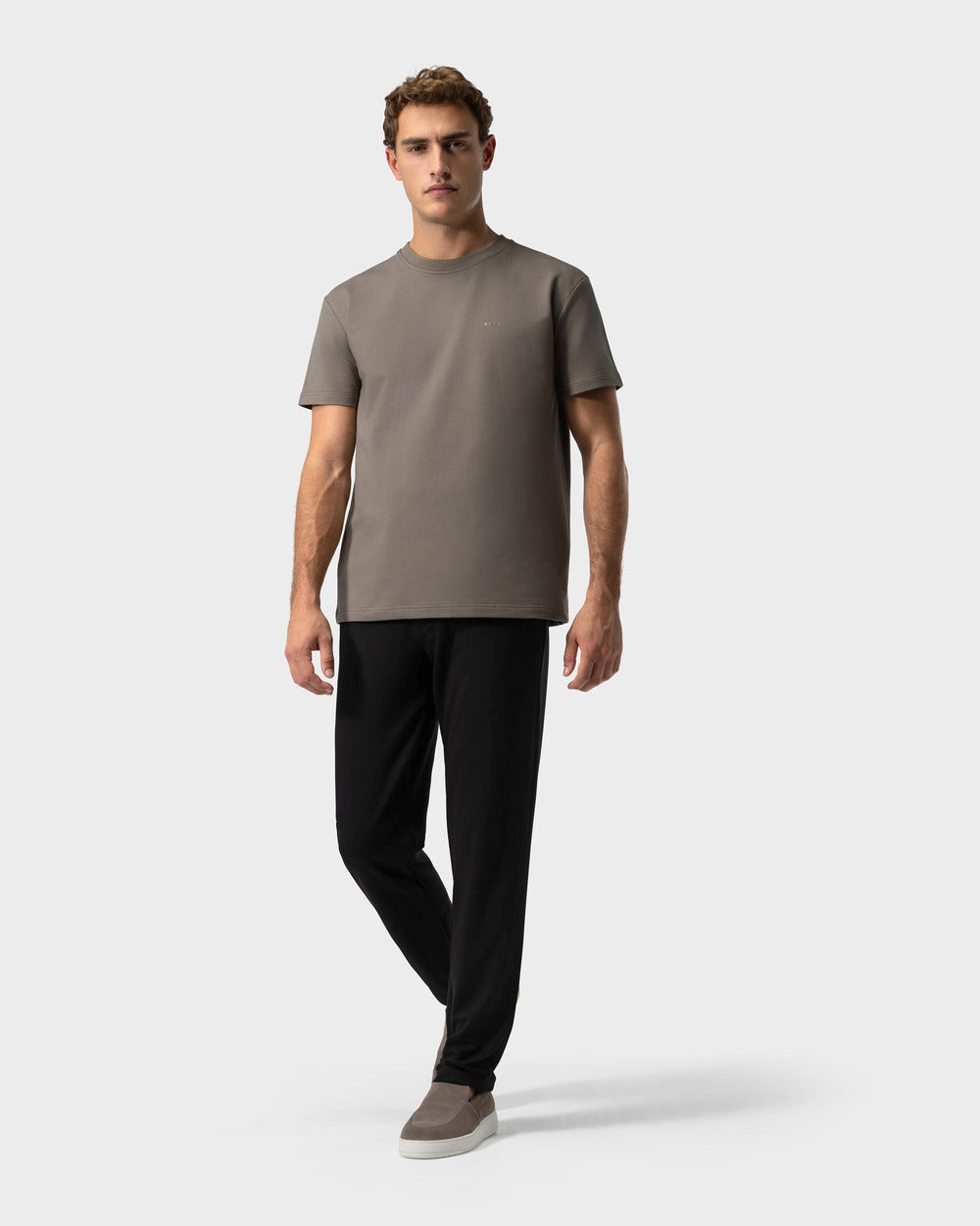 TS 02 Marked Regular Heavyweight Desert Taupe – logo t-shirt in taupe stretch cotton, photo 7