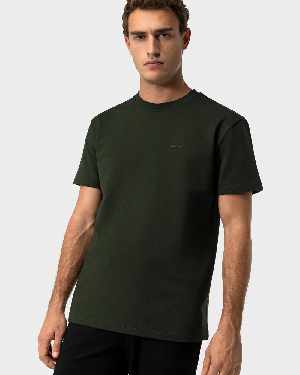 TS 02 Marked Regular Heavyweight Forest Green – logo t-shirt in green stretch cotton