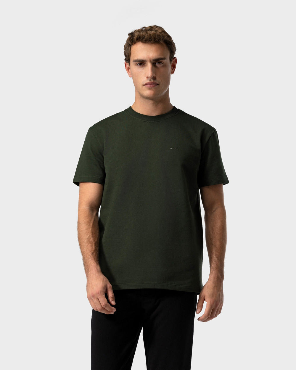 TS 02 Marked Regular Heavyweight Forest Green – logo t-shirt in green stretch cotton, photo 5