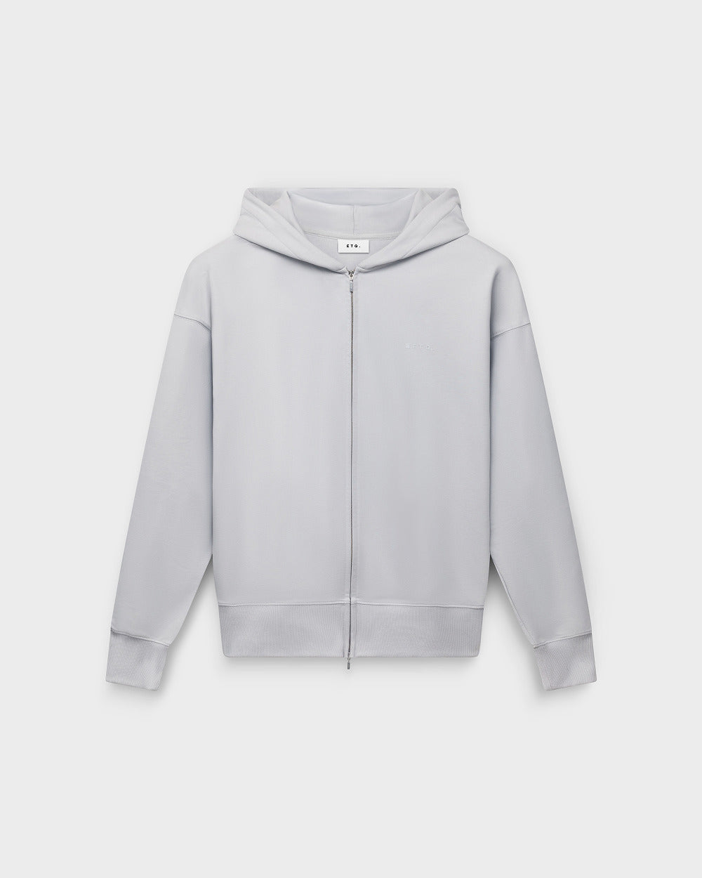 ZH 01 Marked Cement Grey – zip hoodie in grey stretch cotton