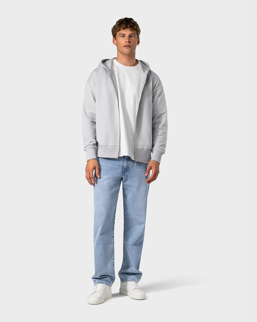 ZH 01 Marked Cement Grey – zip hoodie in grey stretch cotton, photo 8