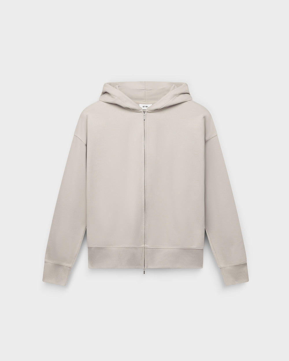 ZH 01 Marked Sand – zip hoodie in beige stretch cotton