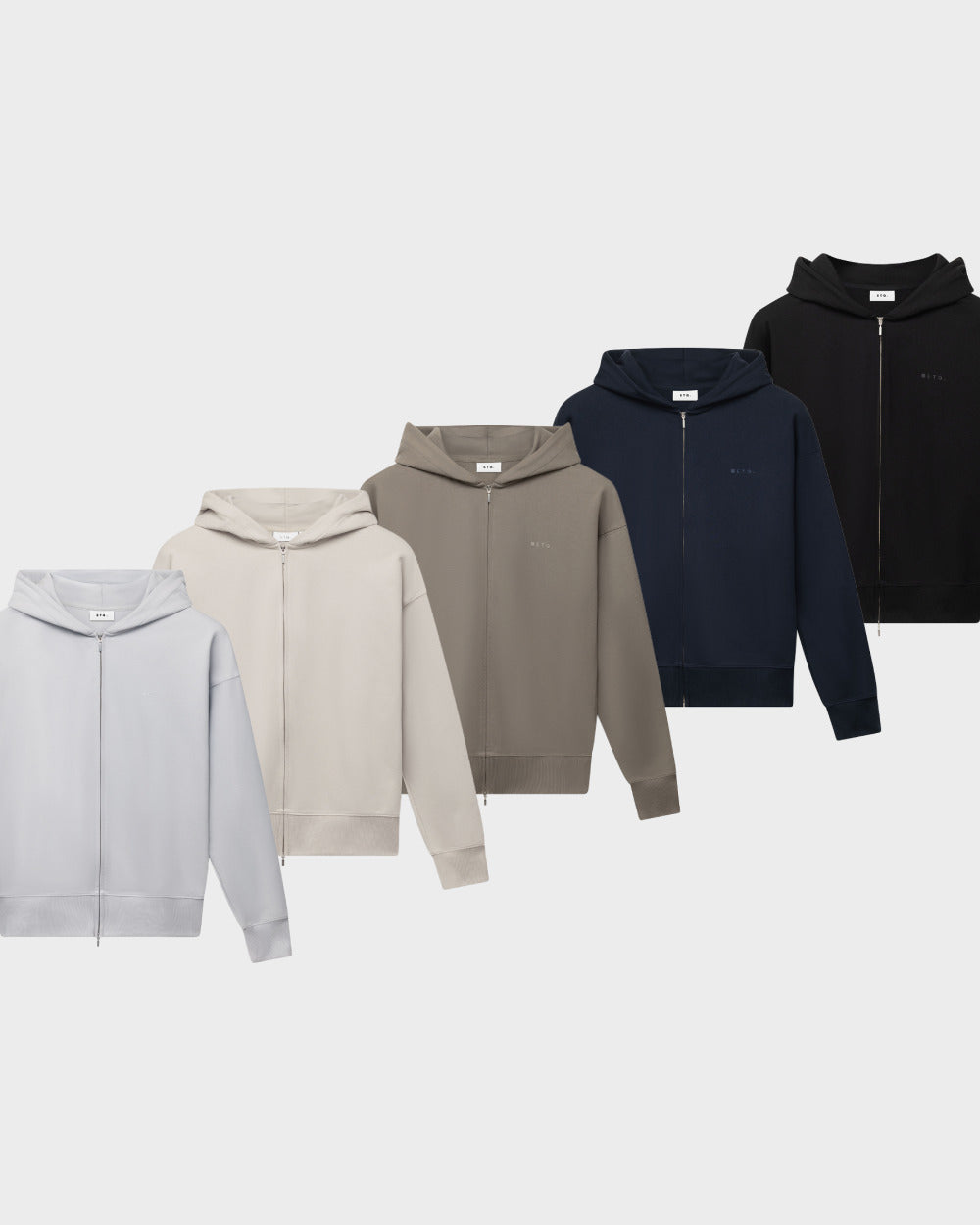 ZH 01 Marked 5-Pack – zip hoodies in stretch cotton, mixed colours