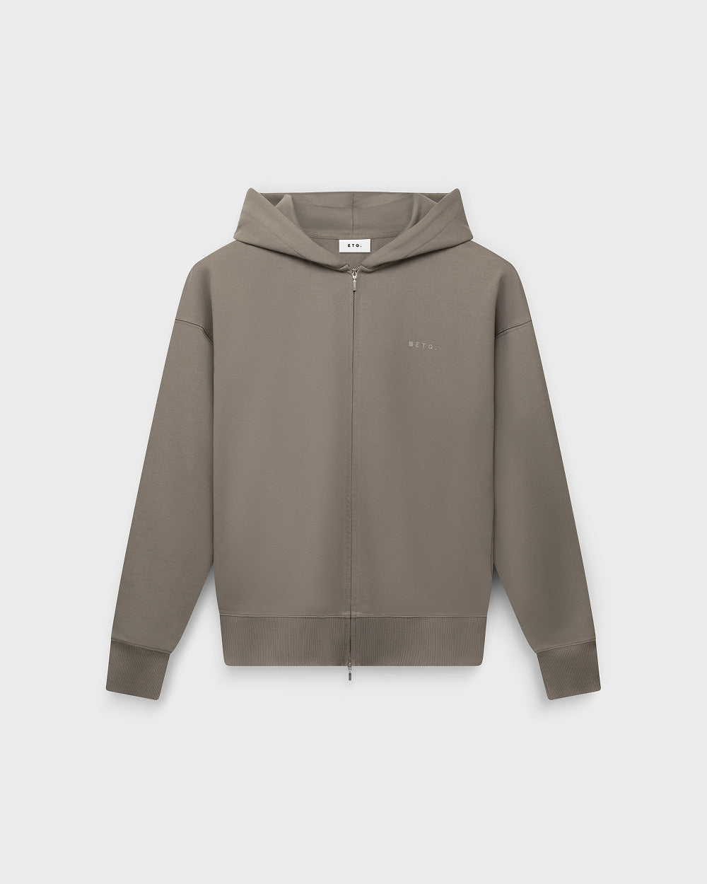 ZH 01 Marked Desert Taupe – zip hoodie in taupe stretch cotton