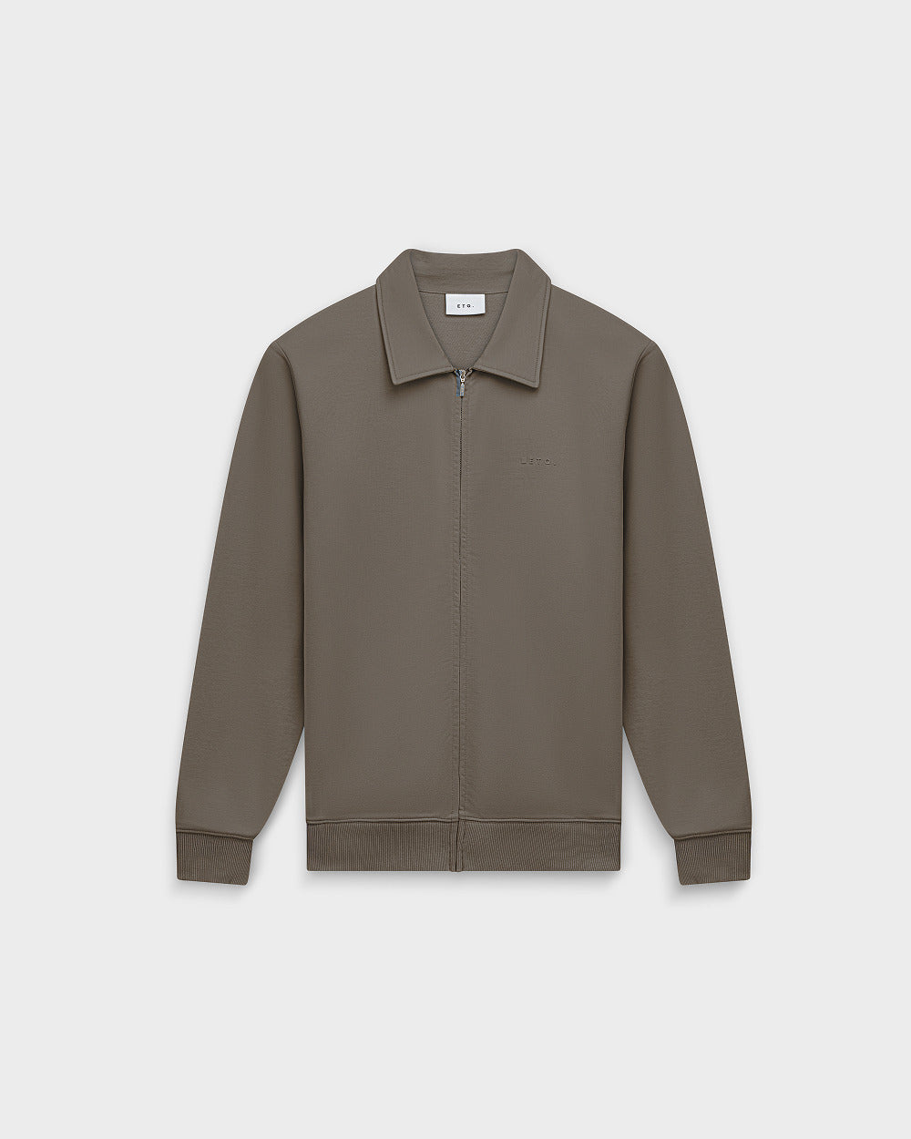 ZS 02 Marked Desert Taupe – full zip sweatshirt in taupe stretch cotton