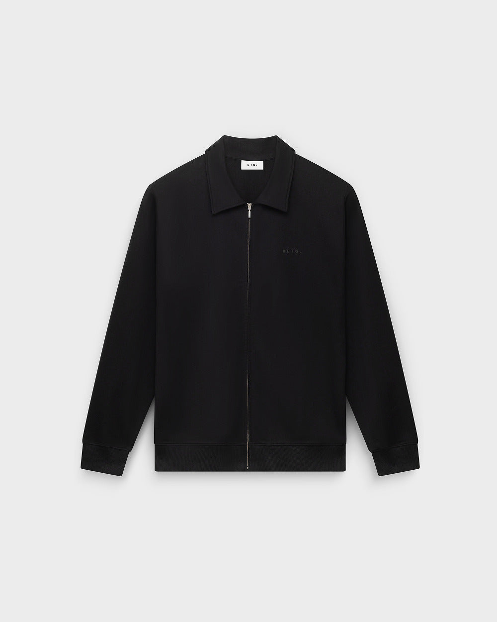 ZS 02 Marked Black – full zip sweatshirt in black stretch cotton
