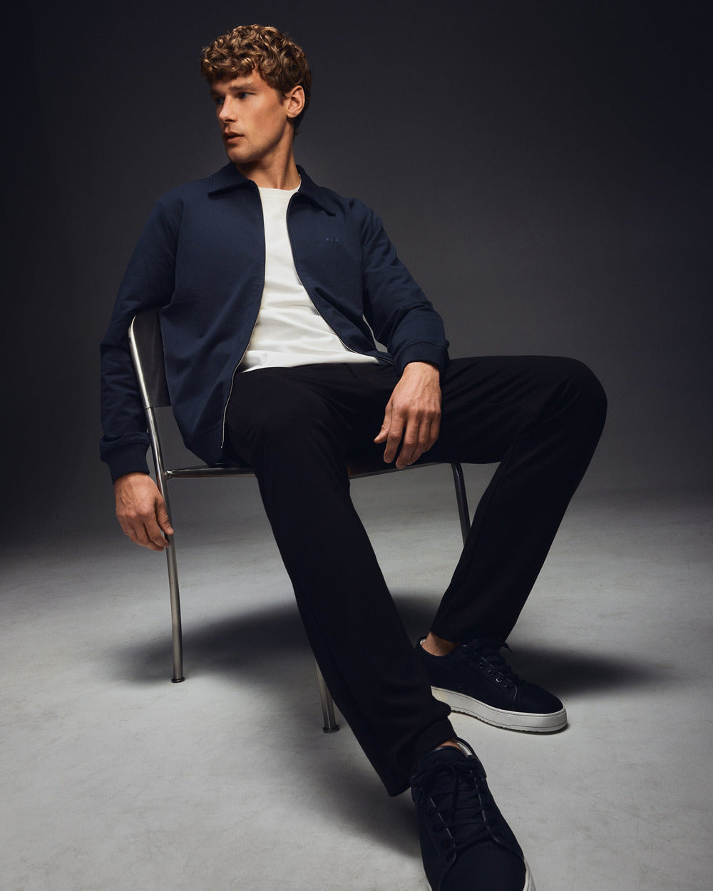 ZS 02 Marked Blueberry – full zip sweatshirt in blue stretch cotton, photo 5