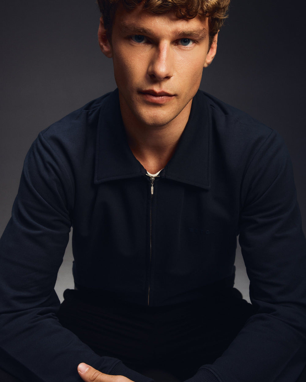 ZS 02 Marked Blueberry – full zip sweatshirt in blue stretch cotton, photo 7